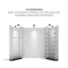 Load image into Gallery viewer, 10ft x 8ft Waveline Merchandiser Kit 00 | Tension Fabric Display | expogoods.com
