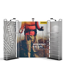 Load image into Gallery viewer, 12ft x 8ft Waveline Merchandiser Kit 02 | Tension Fabric Display | expogoods.com
