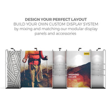 Load image into Gallery viewer, 16ft x 8ft Waveline Merchandiser Kit 03 | Tension Fabric Display | expogoods.com
