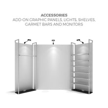 Load image into Gallery viewer, 16ft x 8ft Waveline Merchandiser Kit 03 | Tension Fabric Display | expogoods.com

