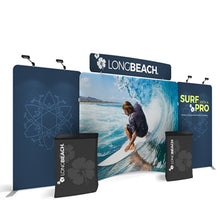 Load image into Gallery viewer, 20ft Caribbean C Waveline Media Display | Tension Fabric Exhibit | expogoods.com
