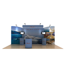 Load image into Gallery viewer, 20ft Marlin B Waveline Media Display | Tension Fabric Exhibit | expogoods.com
