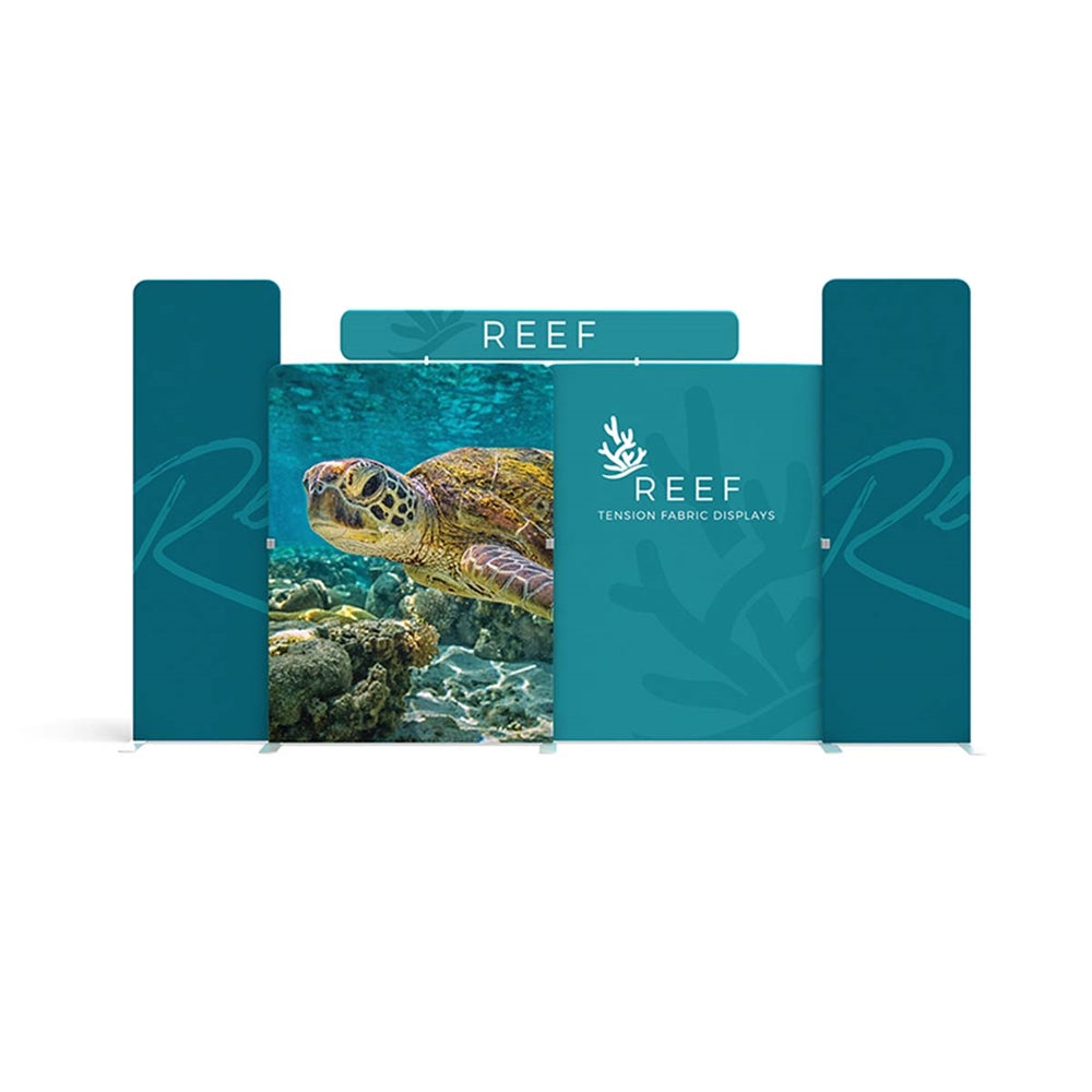20ft Reef B Waveline Media Display | Tension Fabric Exhibit | expogoods.com