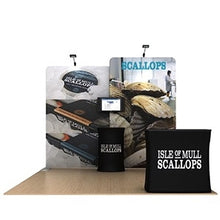 Load image into Gallery viewer, 10ft Scallop B Waveline Media Display | Tension Fabric Exhibit | expogoods.com
