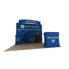 Load image into Gallery viewer, 10ft Seahorse C Waveline Media Display | Tension Fabric Exhibit | expogoods.com
