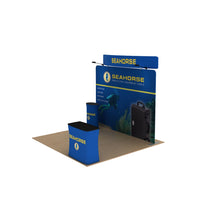 Load image into Gallery viewer, 10ft Seahorse C Waveline Media Display | Tension Fabric Exhibit | expogoods.com
