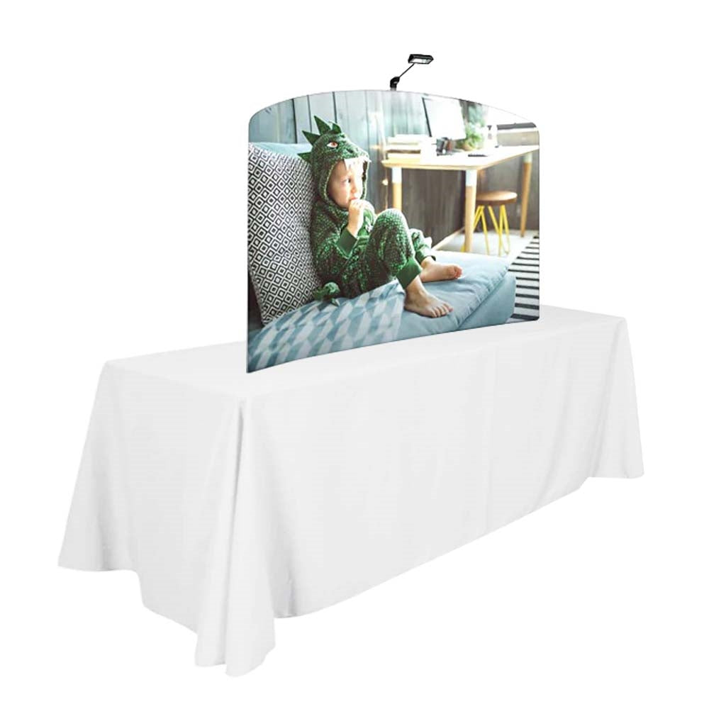 6ft x 5ft Curved Waveline Media Tabletop Display | Tension Fabric Exhibit | expogoods.com