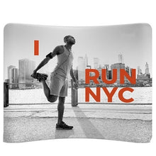 Load image into Gallery viewer, 10ft Curved Waveline Media Display | Tension Fabric Exhibit | expogoods.com
