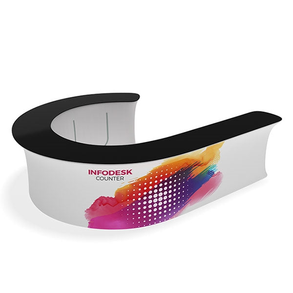 Waveline InfoDesk Trade Show Counter - Kit 12J | Tension Fabric Graphics | expogoods.com