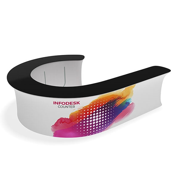 Waveline InfoDesk Trade Show Counter - Kit 08J | Tension Fabric Graphics | expogoods.com