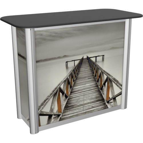47in W x 37in H x 24in D Linear Trade Show Counter with Printed Graphic