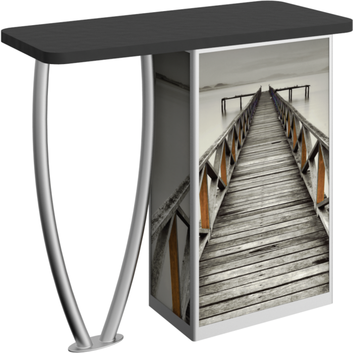 45in W x 39in H x 21in D Linear Bold Tusk-Leg Counter Counter with Door and Printed Graphic