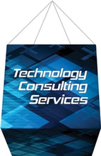 Load image into Gallery viewer, 10ft x 10ft Formulate Cube Trade Show Hanging Banner Display offers a simple, 6 sided structure for your graphics and messaging from anywhere on the trade show or event floor floor. Draw in a crowd from the stunning, 3D Hanging Cube Shaped Display
